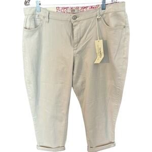 Vintage America Blues Crop Pants Womens Size 16 Cream Twill Loose Fit NWT